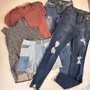 BUNDLE + FREE SHIPPING, Women's Small- Tops Jeans Shorts - 5 pc Lot